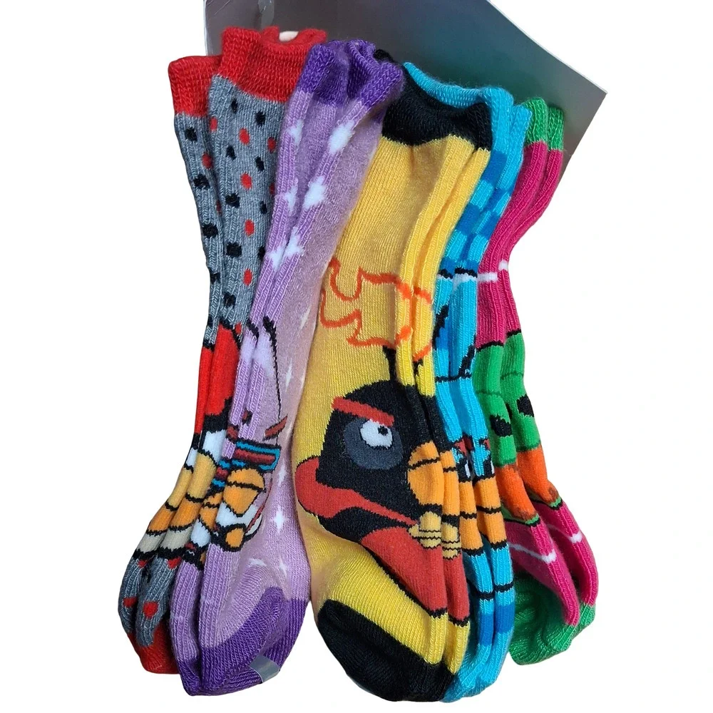 Angry Birds Space Low Rise Socks 5-Pair Pack Size 9-11 Multicolor Cartoon New